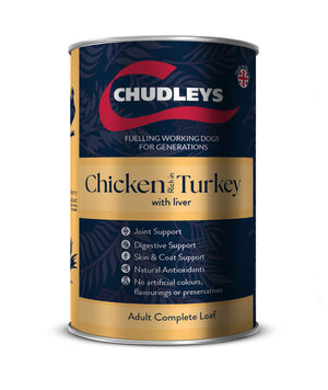 Chudleys Complete Wet Adult Working Dog Chicken rich in Turkey with Liver